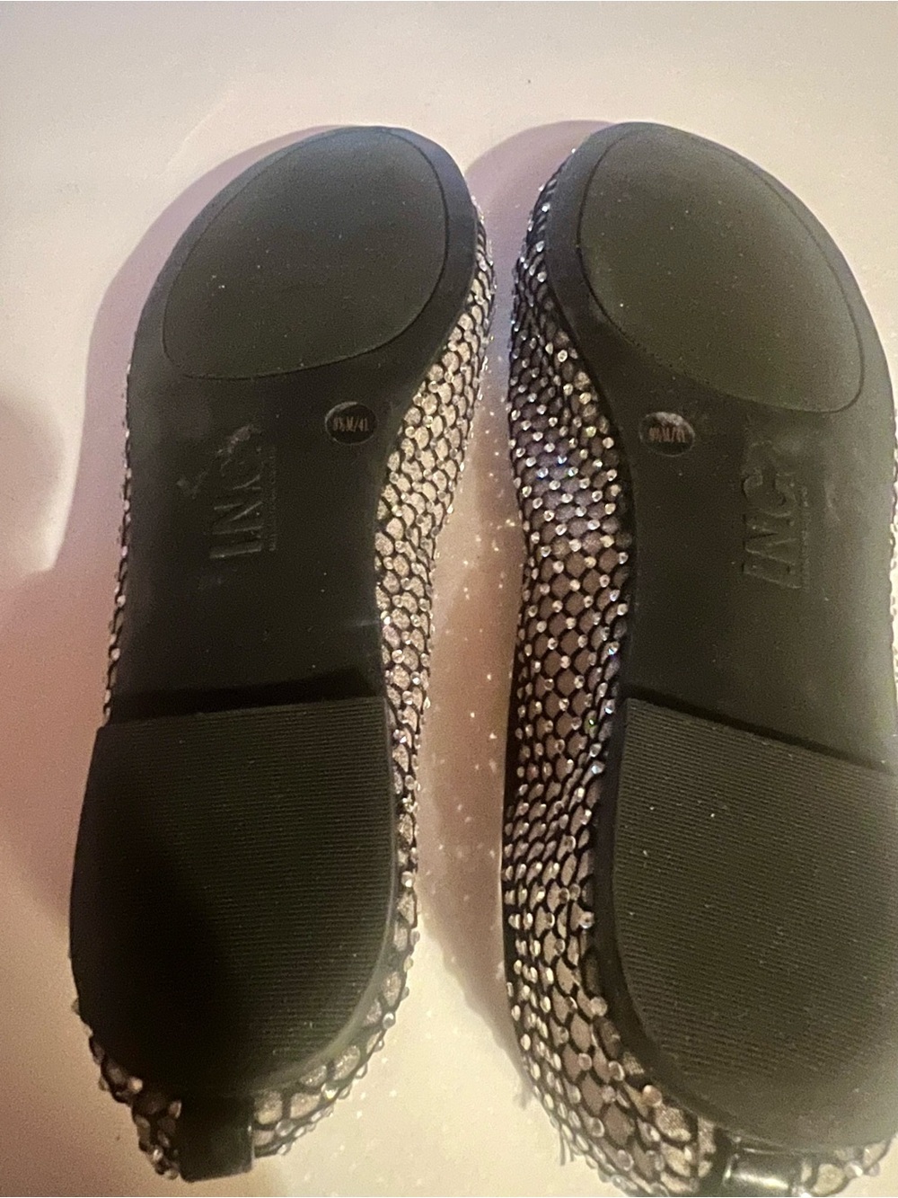 INC Black Mesh Ballet Flats Size 9.5 with Sparkles - Picture 6 of 9